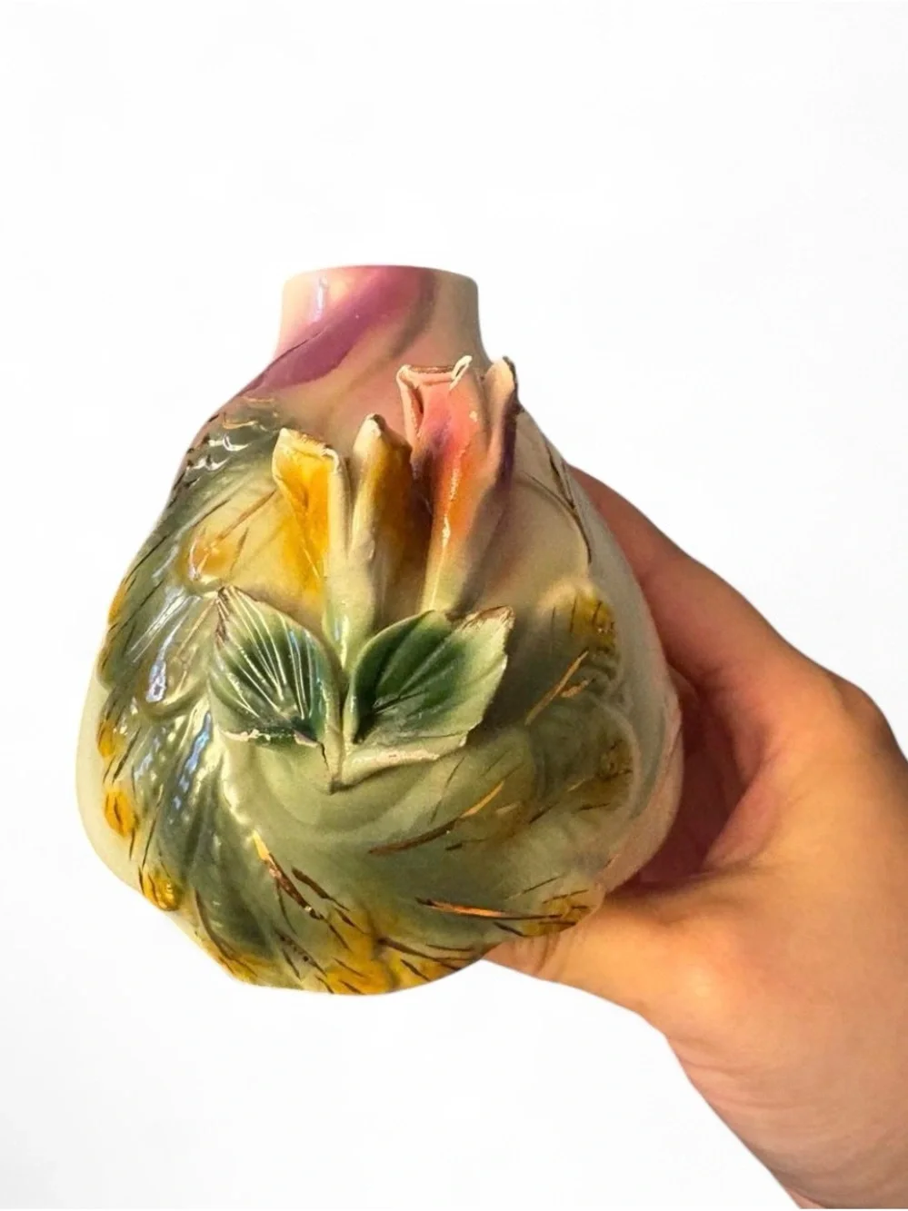 Vintage Capodimonte Italy Floral Porcelain Vase-3D Urn style